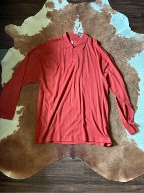 Haggar Men's Long Sleeve Polo - Rust